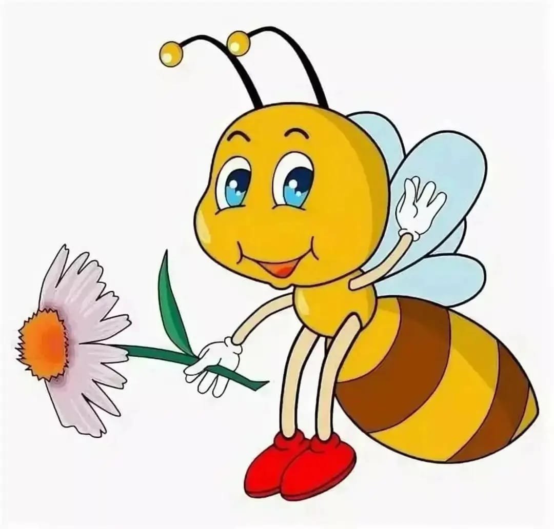 Пчела на цветке мультяшная